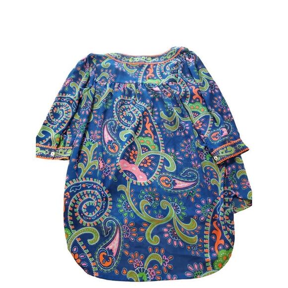 Gretchen Scott Sheer Colorful‎ Pattern tunic Top Small - Picture 2 of 6